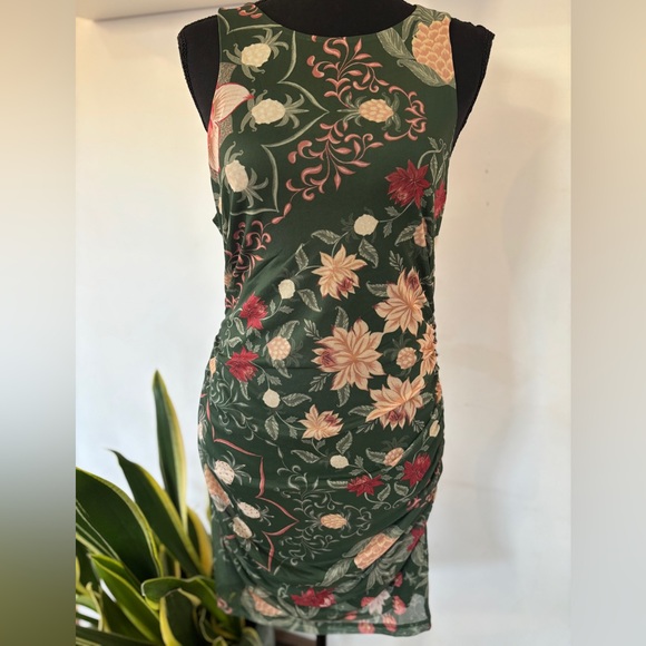 Farm Rio Pineapple Garden Stretch Tulle Bodycon Dress Tropical Roughed Size S - Picture 2 of 5